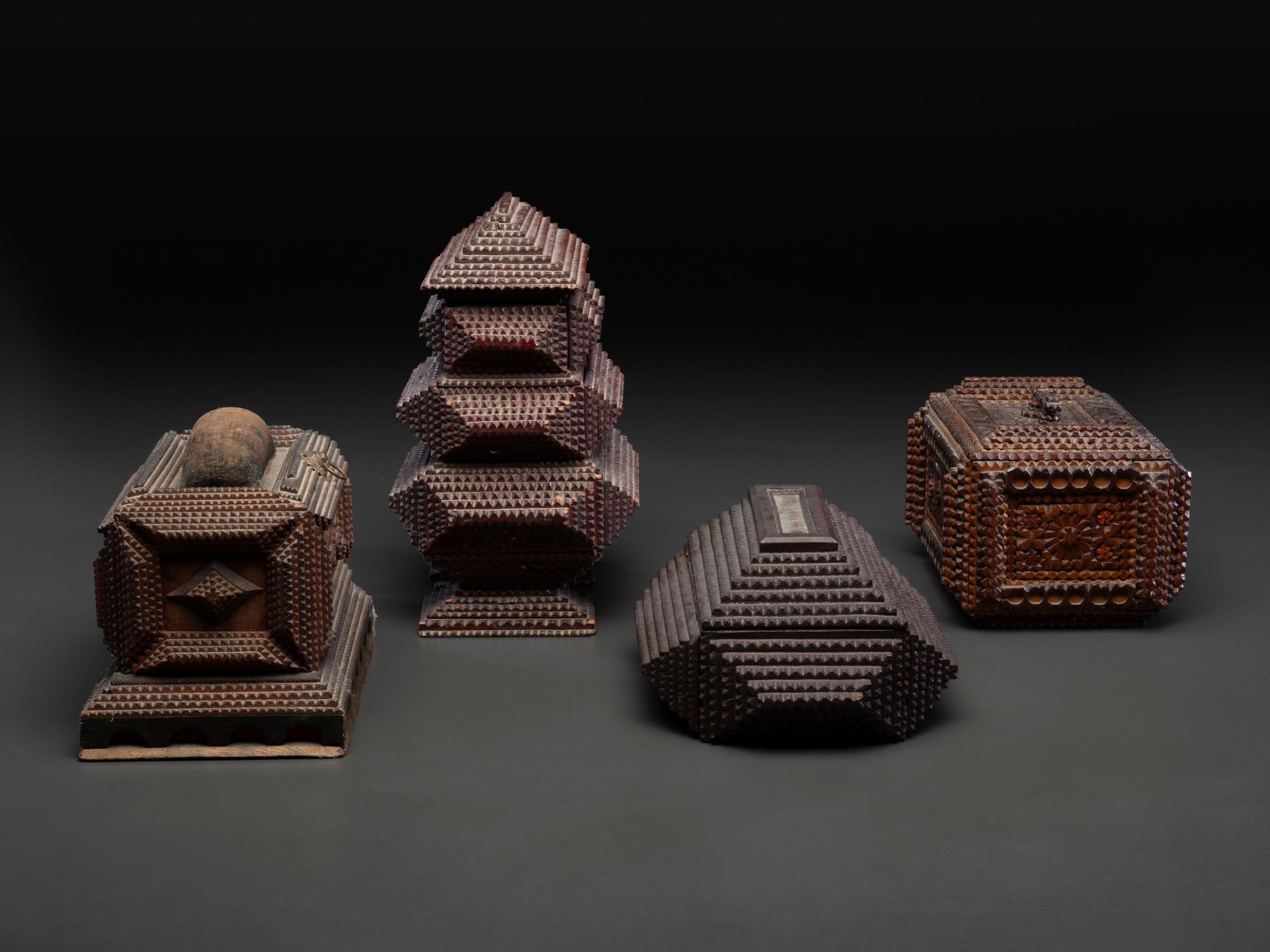 Four Tramp Art Boxes