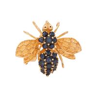 YELLOW GOLD AND SAPPHIRE BEE PENDANT/BROOCH