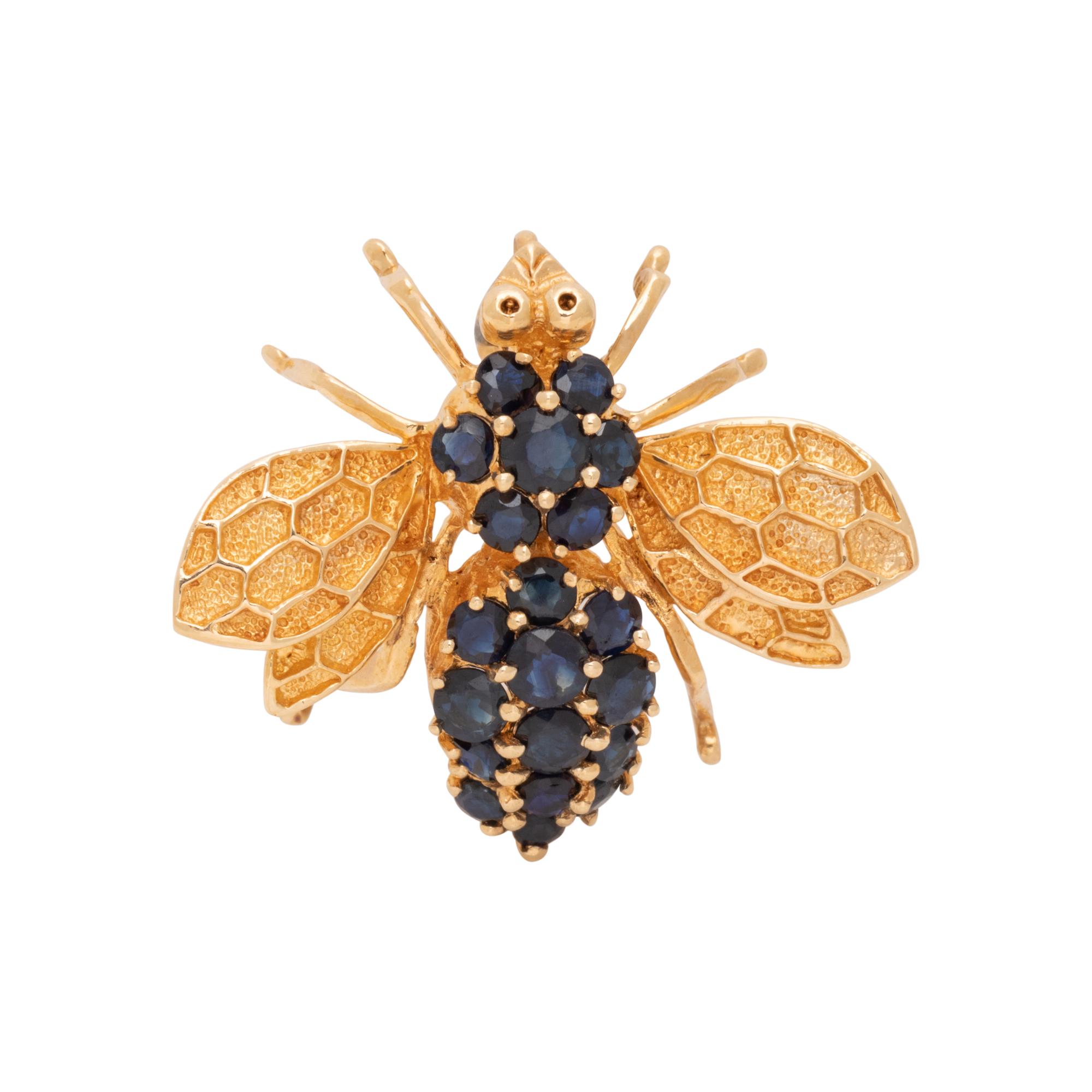 YELLOW GOLD AND SAPPHIRE BEE PENDANT/BROOCH