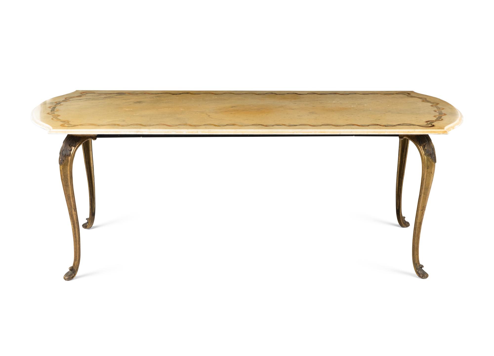 An Italian Patinated Bronze and Marble Dining Table