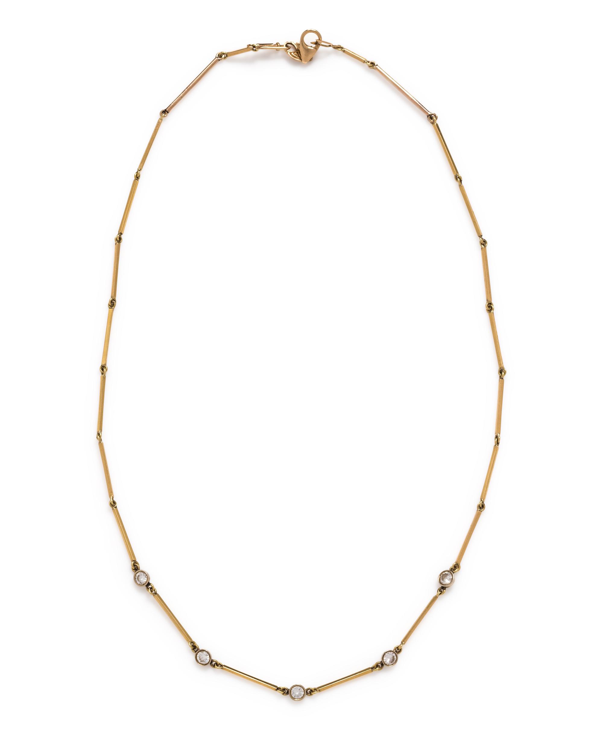 COLLECTION OF YELLOW GOLD AND DIAMOND NECKLACES