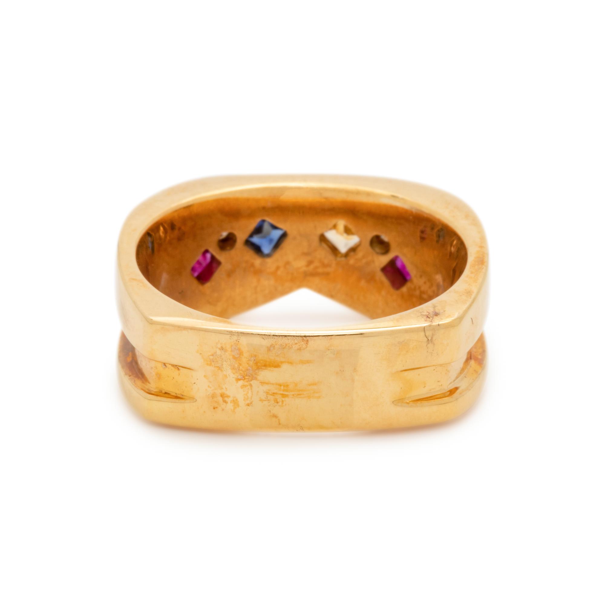 YELLOW GOLD, MULTIGEM AND DIAMOND RING