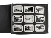 [AVIATION] -- [EARLY PHOTOGRAPHY]. Personal album featuring over 125 photographs of airplanes and pilots as well as other modes of transportation, snapshots, and travel views. Ca 1930s-1940s.