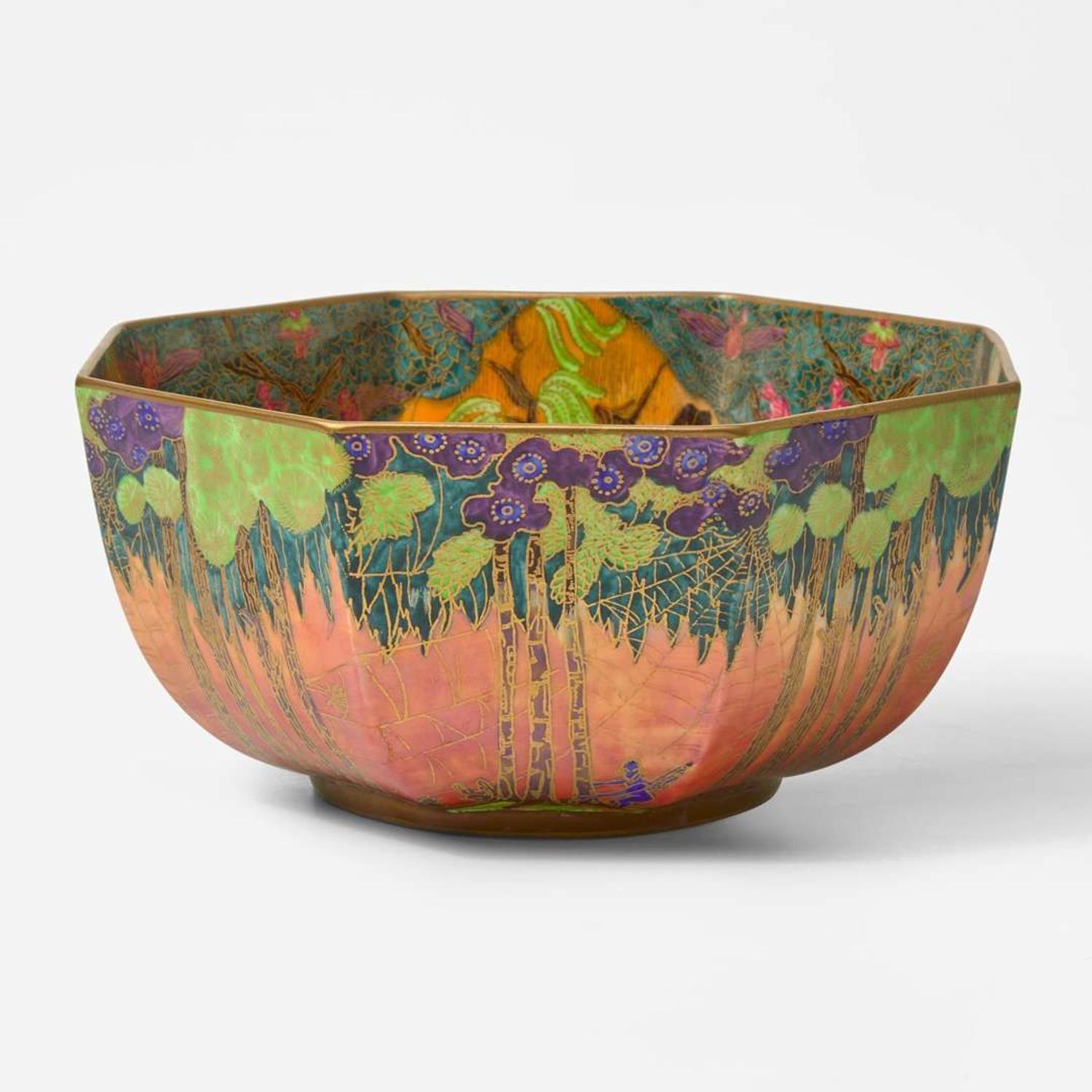 A Wedgwood Sunset Fairyland Lustre Octagon Bowl UK, circa 1920