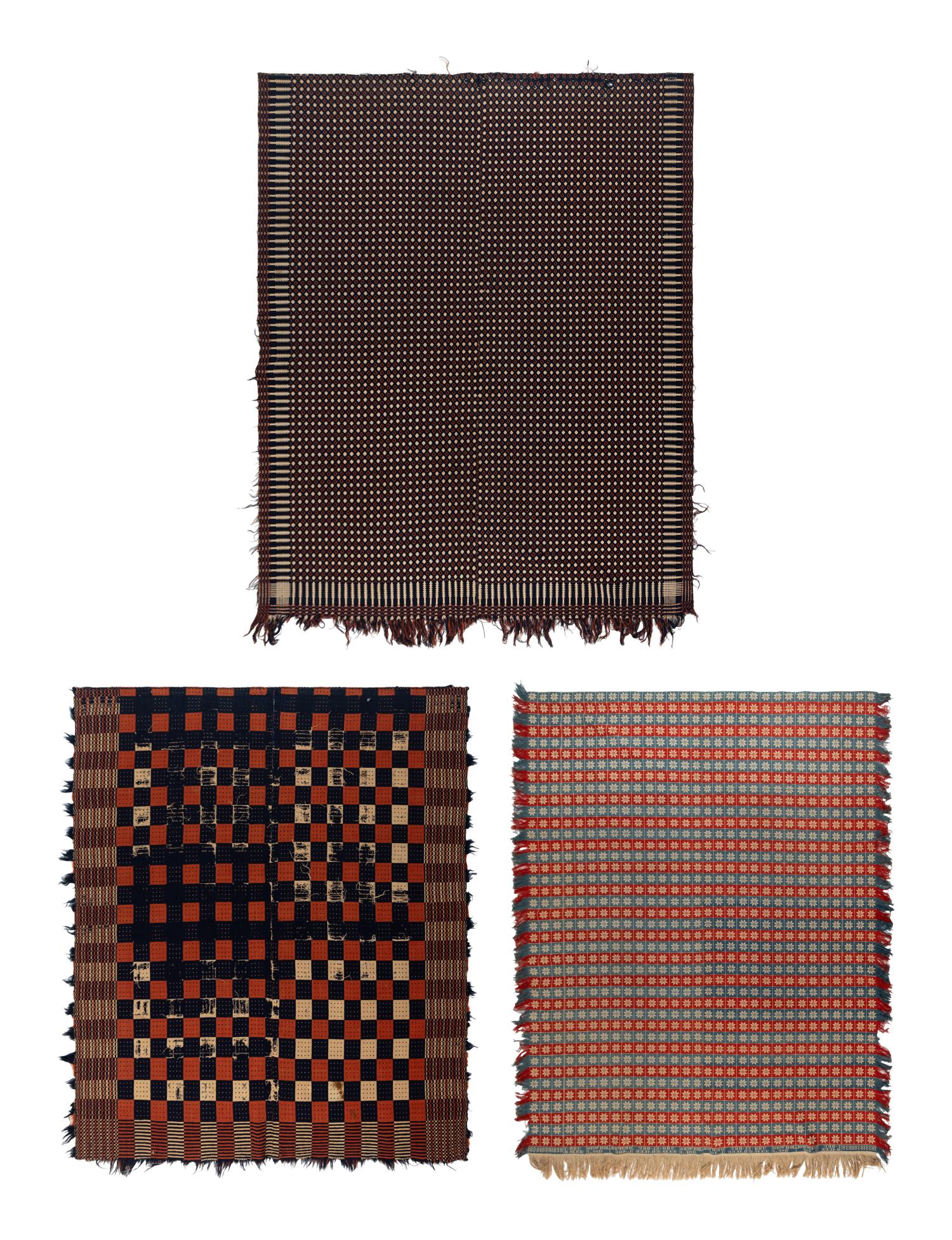 Three Cotton and Wool Jacquard Coverlets