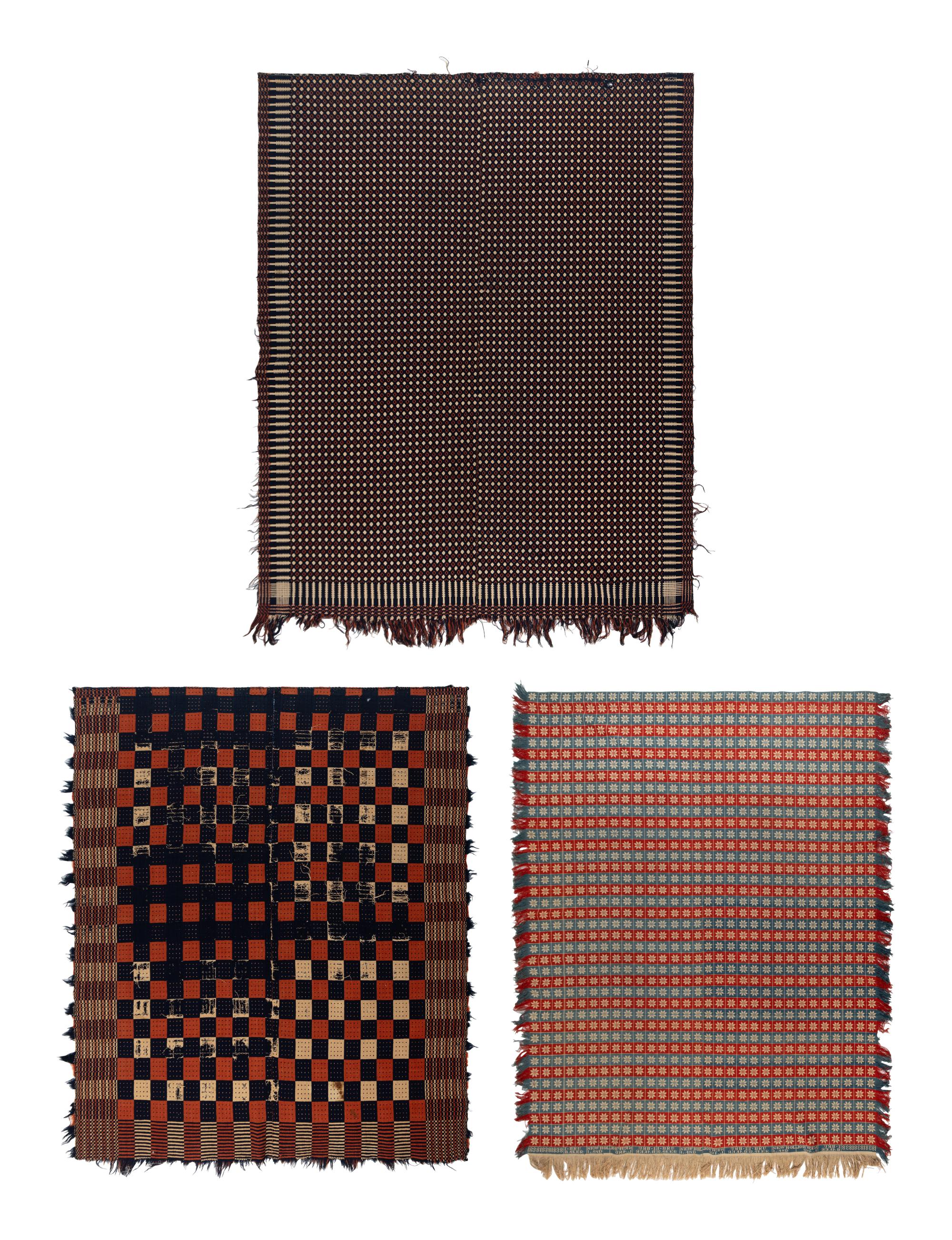 Three Cotton and Wool Jacquard Coverlets