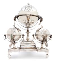 A Sheffield Plate Three-Piece Tea and Coffee Service Height 21 inches. — 19TH CENTURY