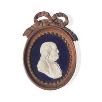 A Parian Silhouette Portrait Bust of Benjamin Franklin on Glass