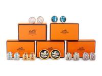 Seven Pairs of Hermes Enamel Ear Clips