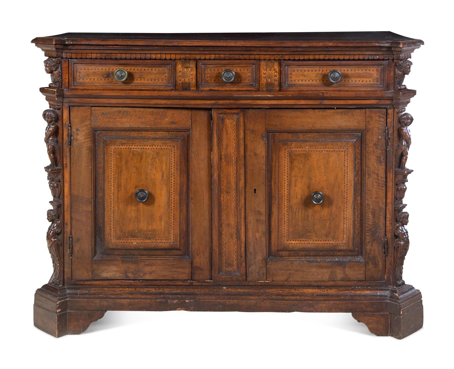 An Italian Baroque Walnut Serving Cabinet
