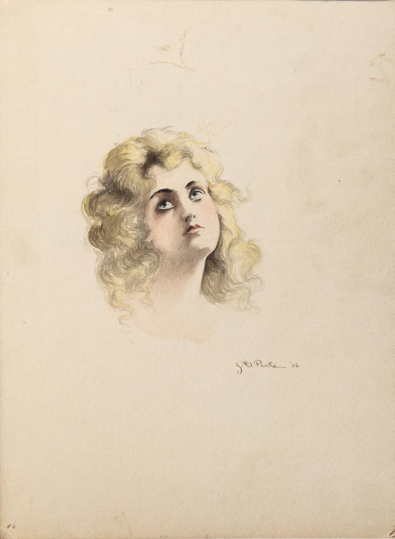 Woman Gazing Upward, 1906 and Woman in Profile, 1906 (two works)