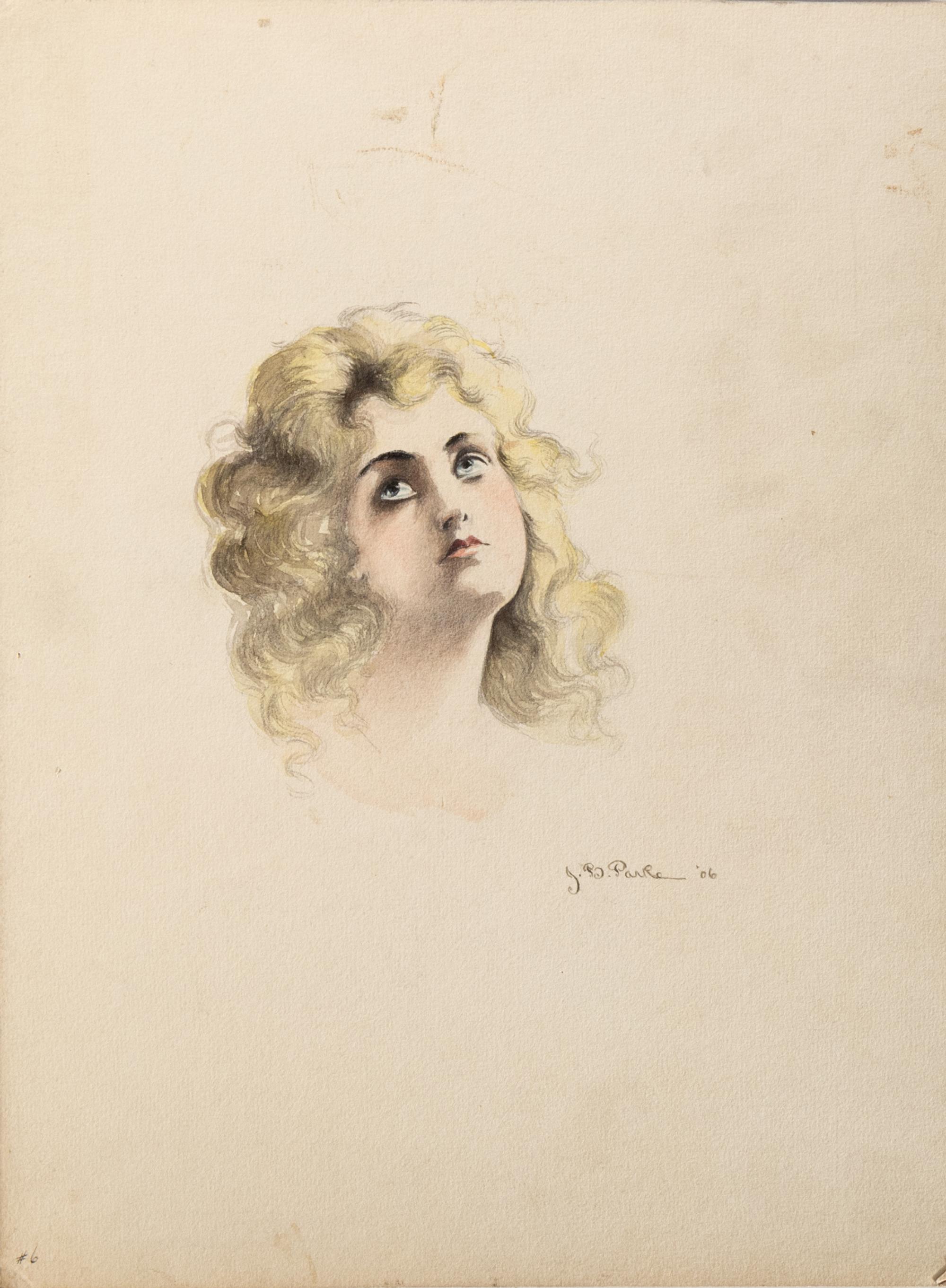 Woman Gazing Upward, 1906 and Woman in Profile, 1906 (two works)