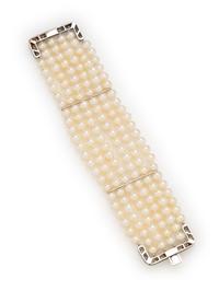 CULTURED PEARL AND DIAMOND BUCKLE BRACELET
