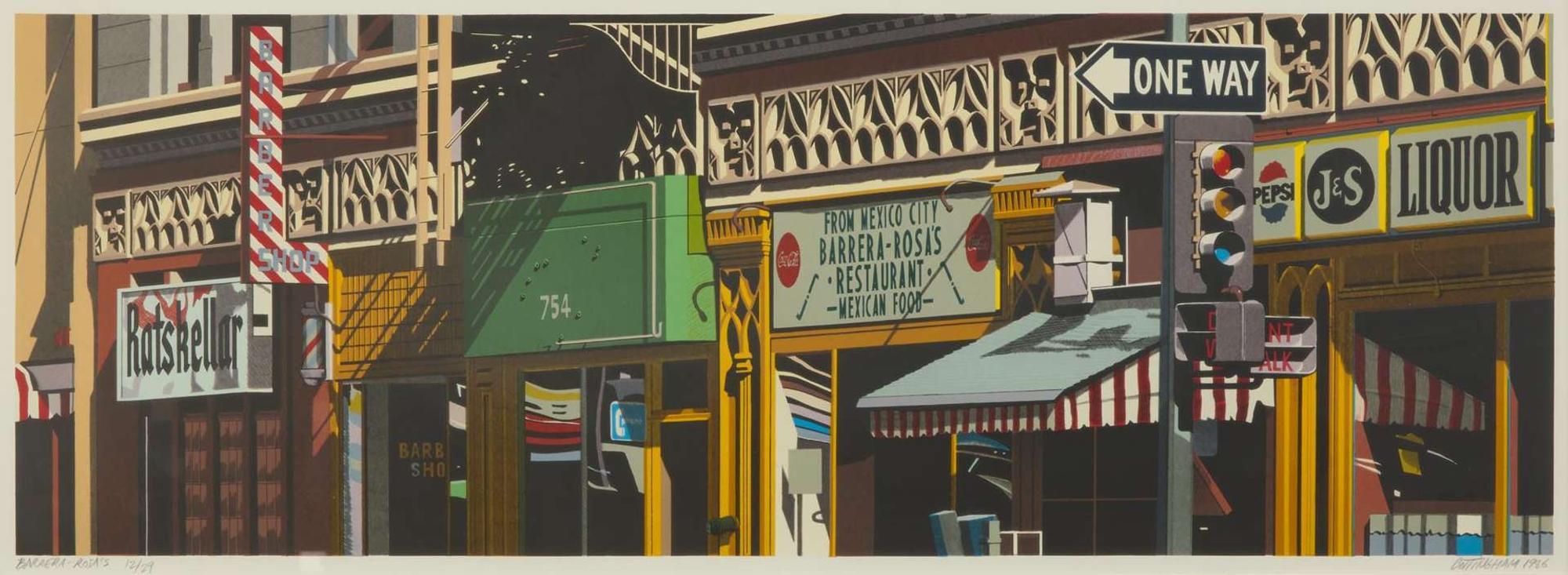 Robert Cottingham (American, b. 1935), Barrera-Rosa’s (a Suite of Three Works)