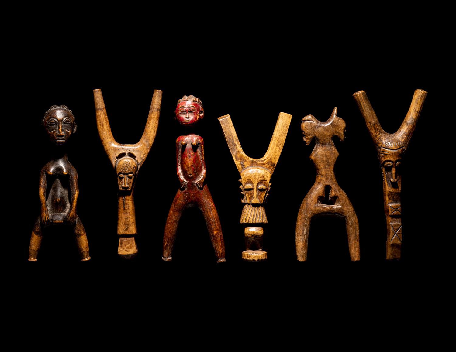 Six African Wood Slingshots