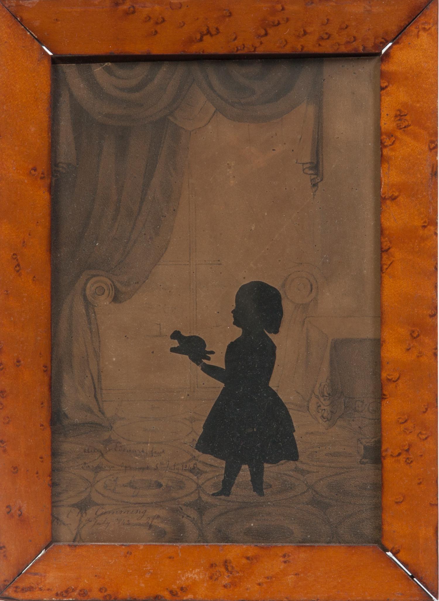 A Full Length Cut and Paste Silhouette, Augustin Edouart (1789-1861), Height of frame 10 3/4 x width 7 7/8 inches.