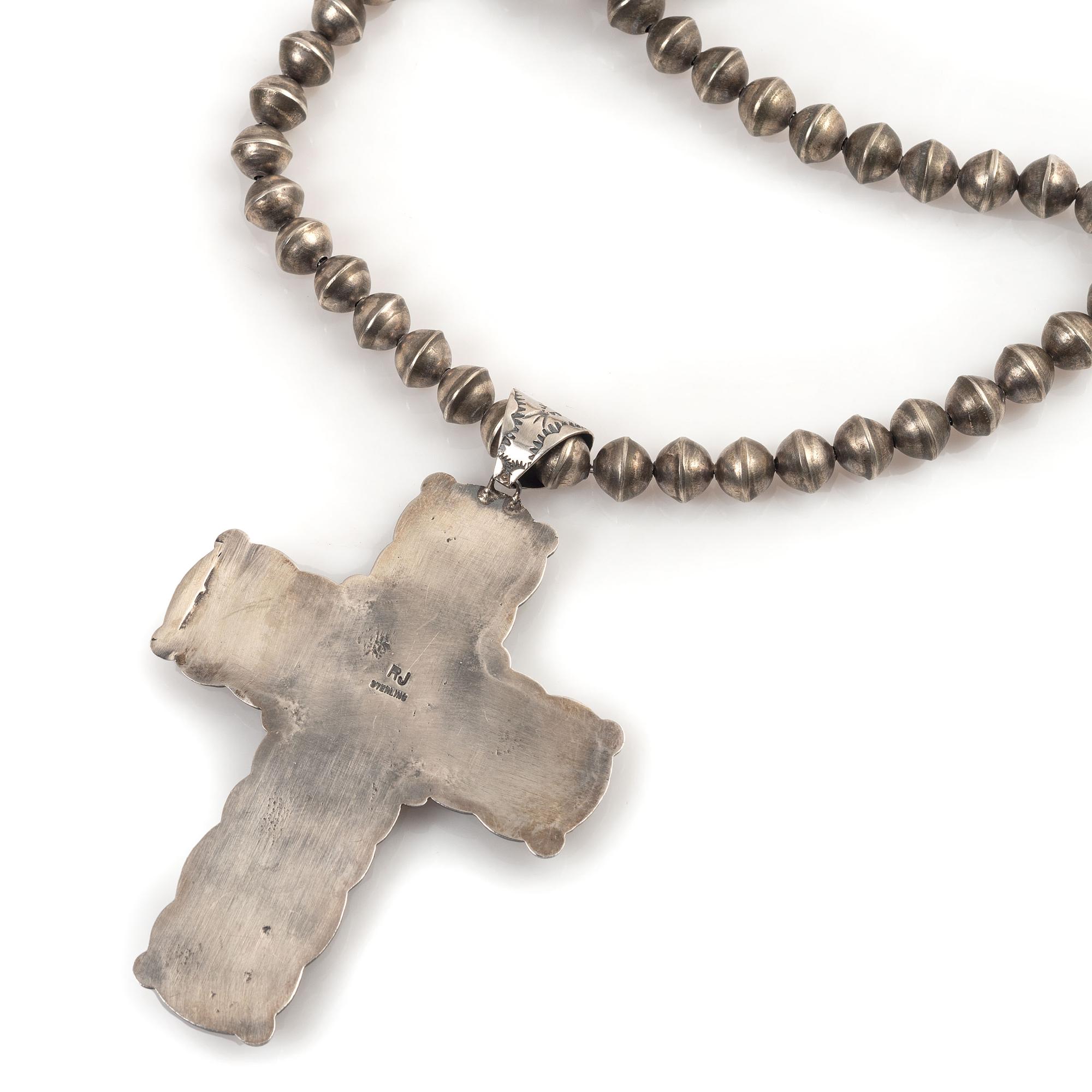 Navajo Sterling Silver and Turquoise Cross Necklace