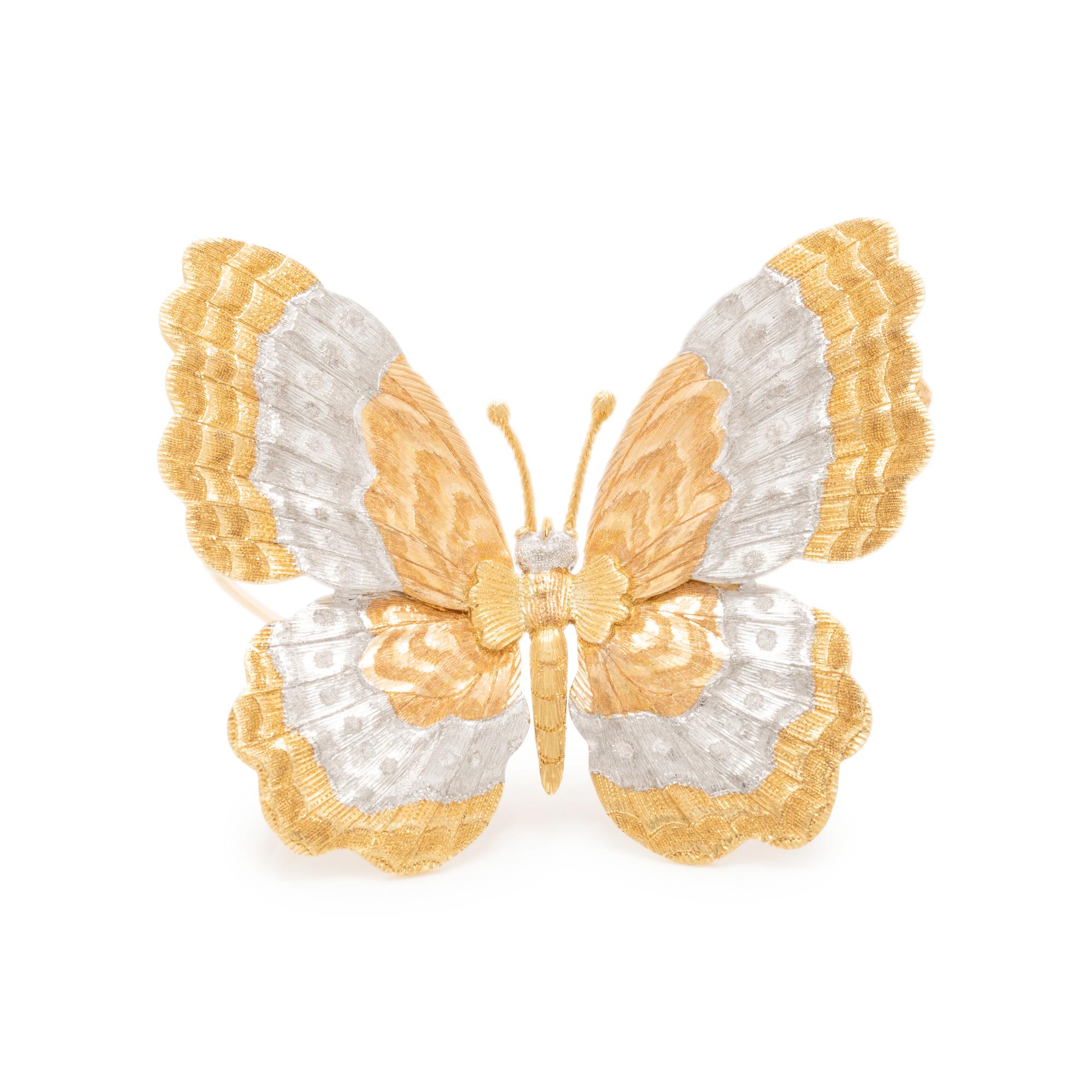 BUCCELLATI, TRICOLOR GOLD BUTTERFLY BROOCH