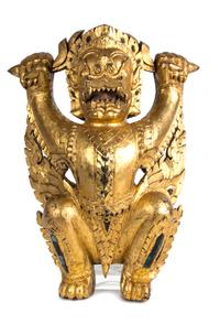 A Pair of Southeast Asian Export Giltwood Figures Height 18 1/2 inches. — 20TH CENTURY