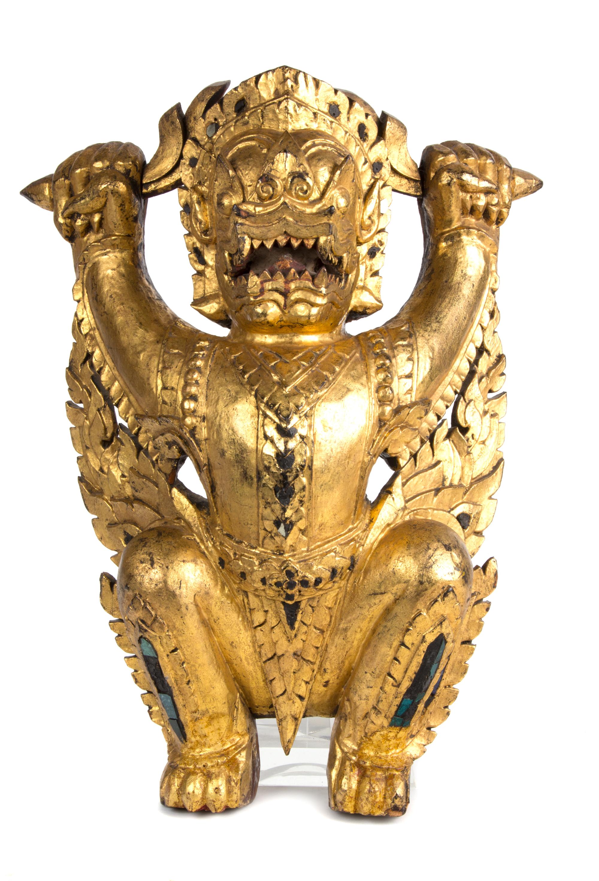 A Pair of Southeast Asian Export Giltwood Figures Height 18 1/2 inches. — 20TH CENTURY