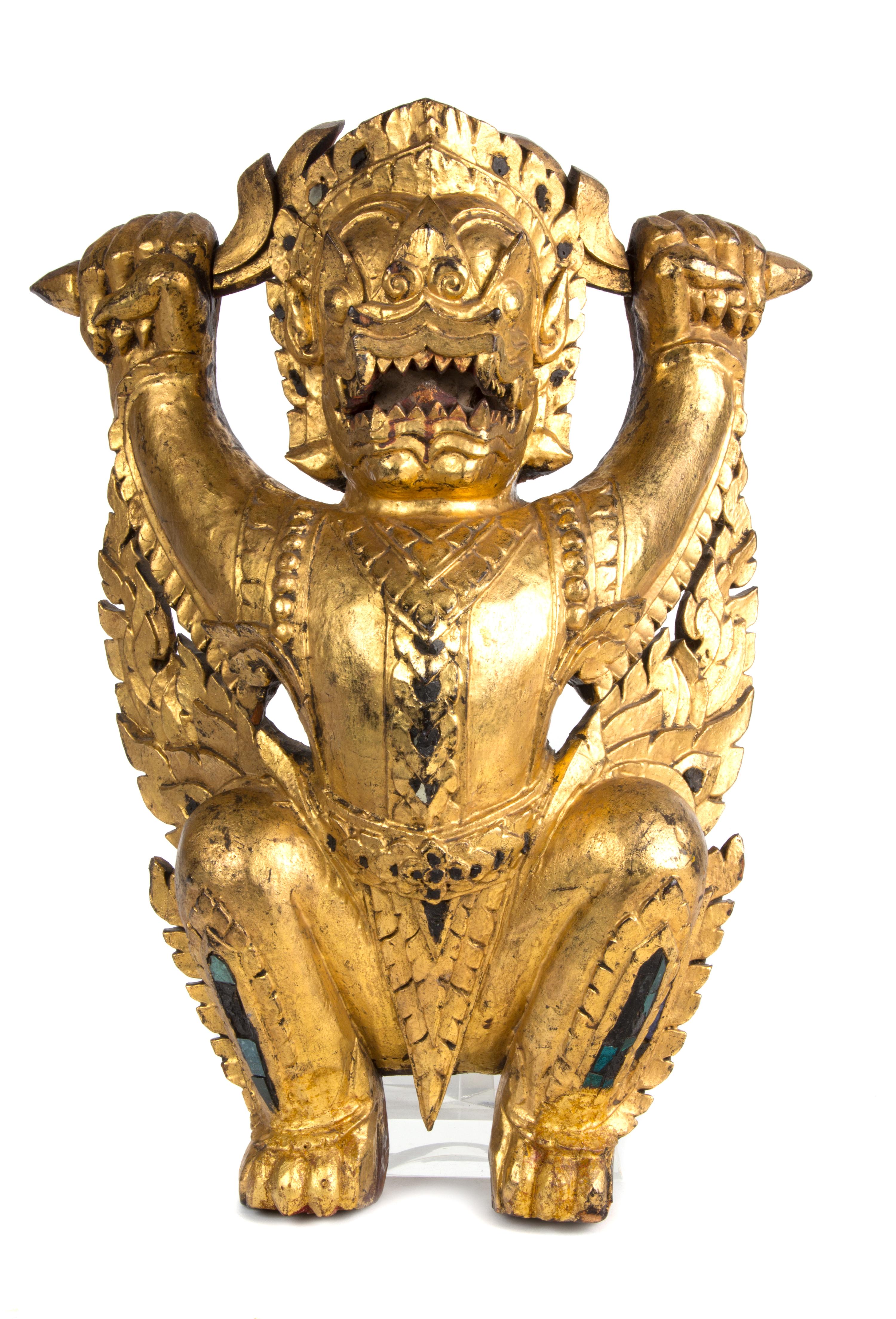 A Pair of Southeast Asian Export Giltwood Figures Height 18 1/2 inches. — 20TH CENTURY