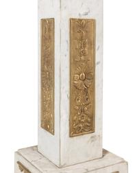 A Pair of Marble and Gilt Bronze Mounted Pedestals