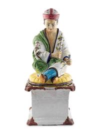 An Italian Polychrome-Glazed Terra Cotta Chinoiserie Figure