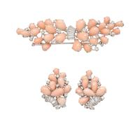 ANGEL SKIN CORAL AND DIAMOND SET