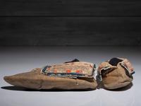 Seneca Quilled and Beaded Hide Moccasins