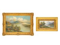 Francis E. Jamieson and G. Galvi, 20th Century Mountainous Landscapes (two works) oil on canvas and oil on panel 16 x 24 inches and 6 x 12 inches.