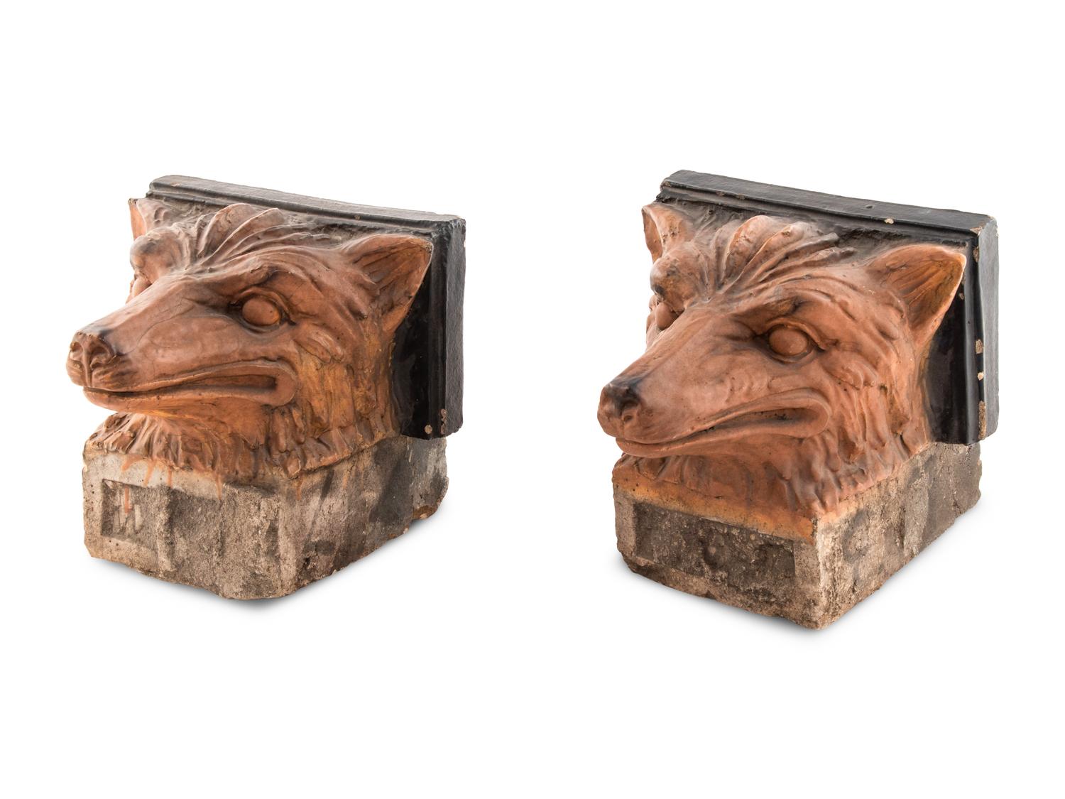 A Pair of Fox Head Architectural Brackets