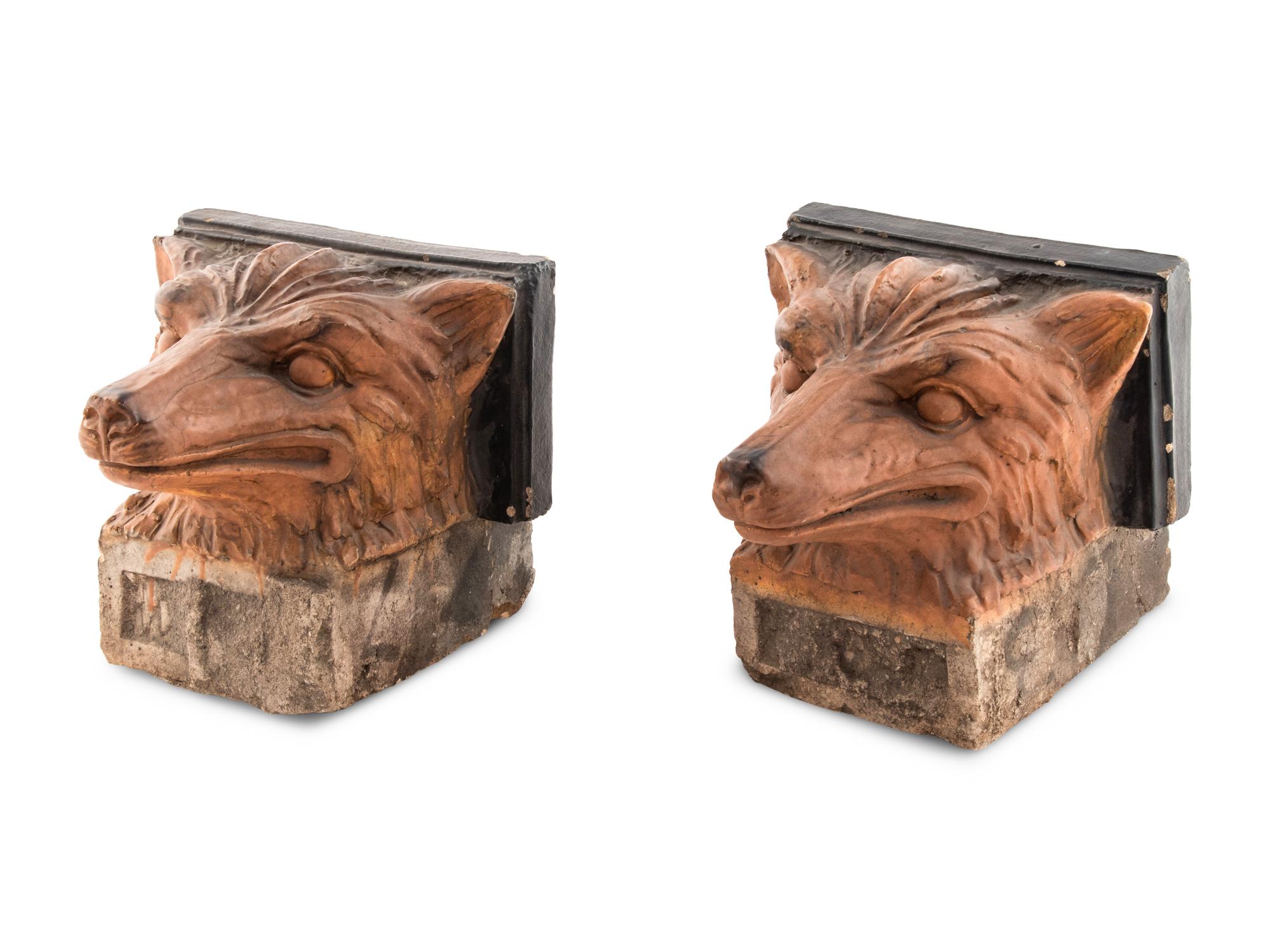 A Pair of Fox Head Architectural Brackets
