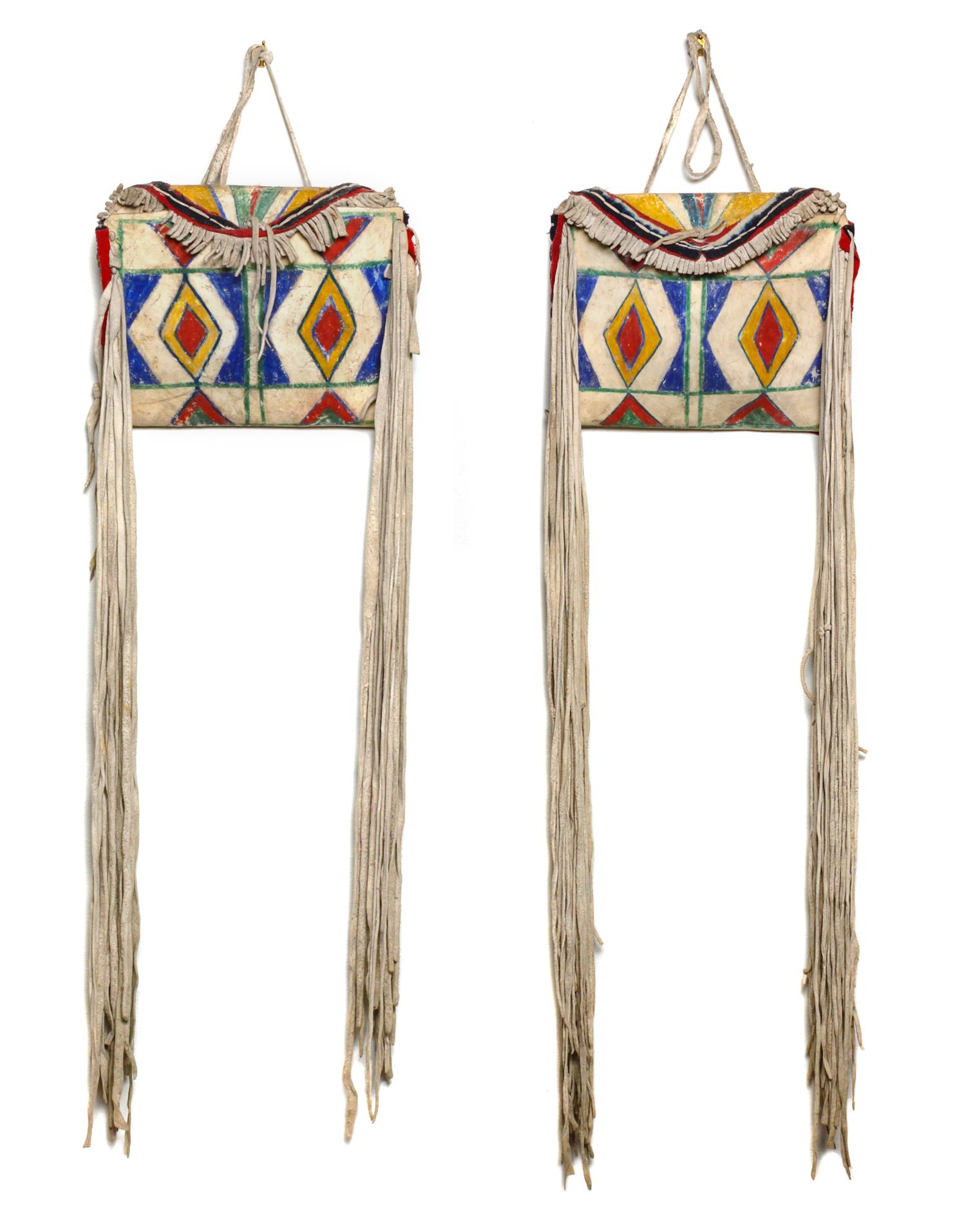 Pair of Nez Perce Medicine Case Parfleche Width 12 x length (with fringe) 36 inches — Late 19th/ Early 20th Century
