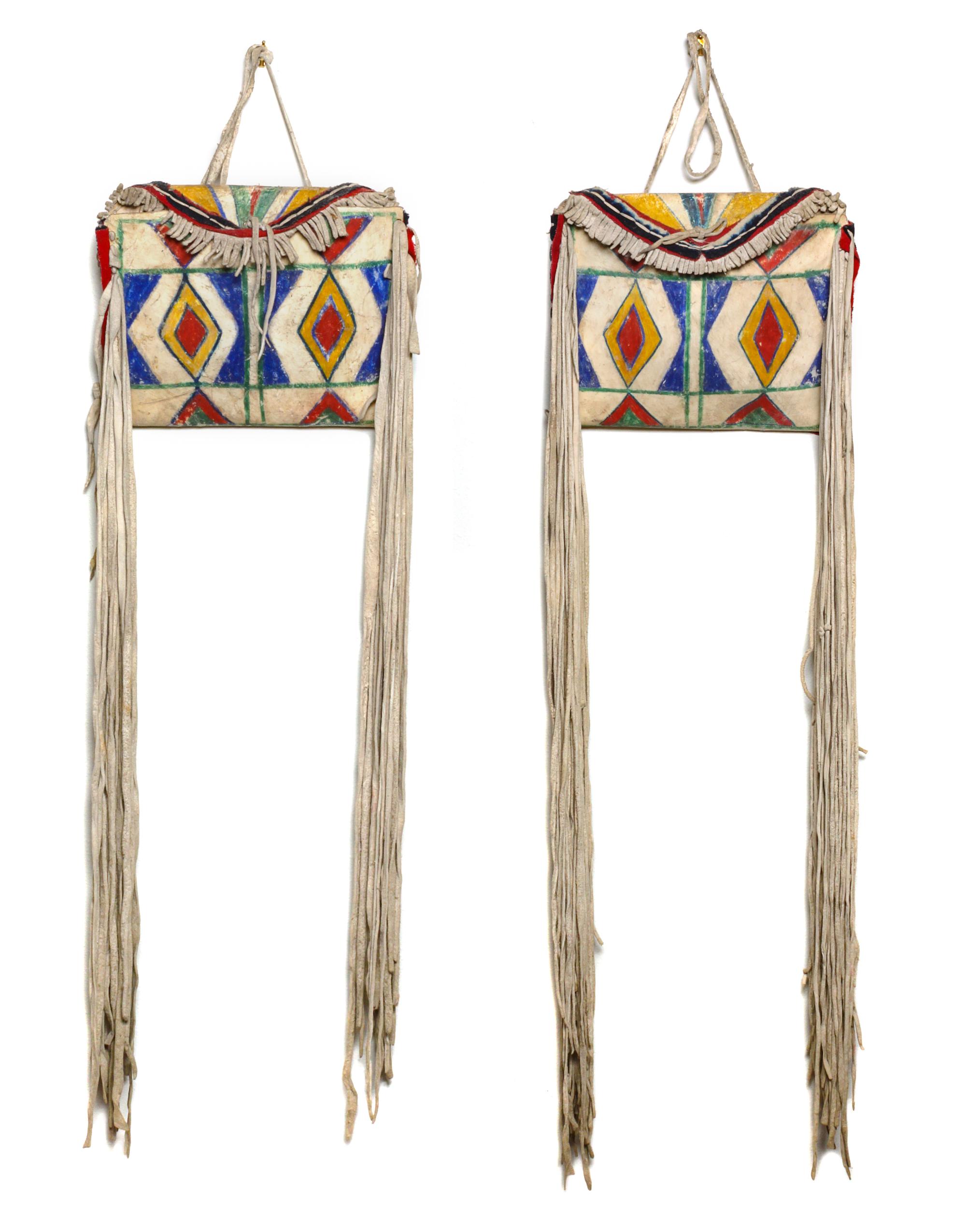 Pair of Nez Perce Medicine Case Parfleche Width 12 x length (with fringe) 36 inches — Late 19th/ Early 20th Century
