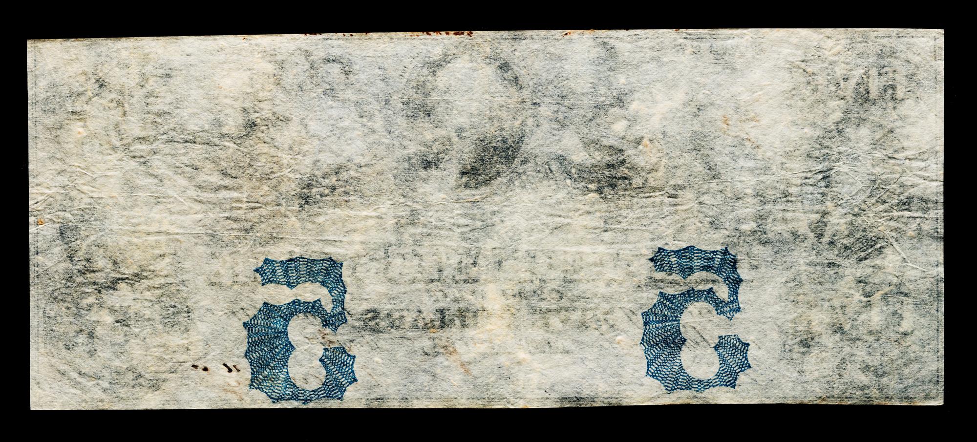 Obsolete $5 Bank Note: The Mechanics Bank of Memphis — MEMPHIS, TENNESSEE, 1854