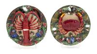 A Pair of Portuguese Palissy Style Ceramic Plaques Diameter 13 inches. — ALVARO JOSE, SECOND HALF 20TH CENTURY