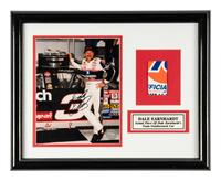 A Dale Earnhardt Signed Autograph Display Including Race Used Artifact (Beckett Authentication Services)