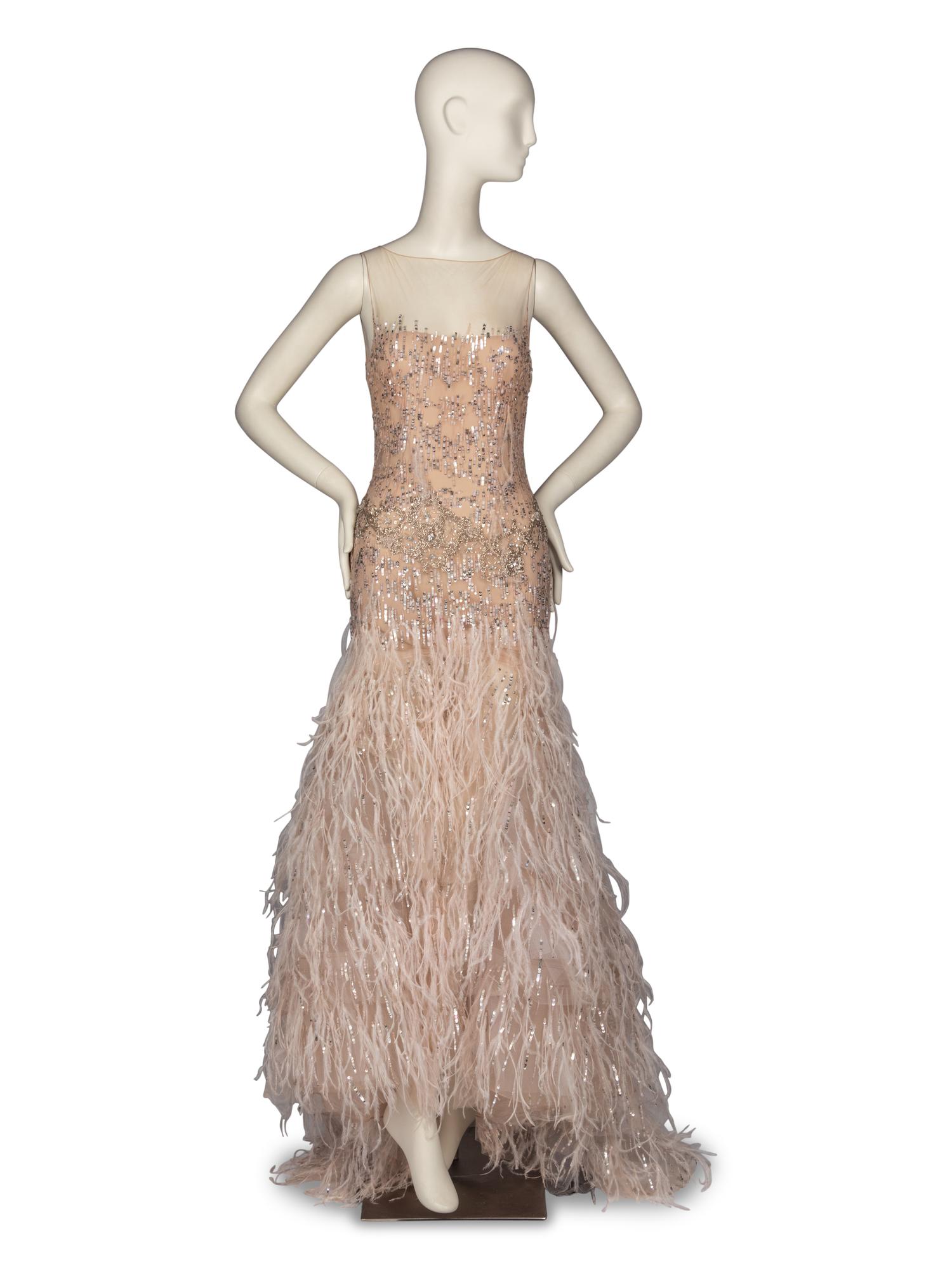 Oscar de la Renta Ostrich Feather Gown