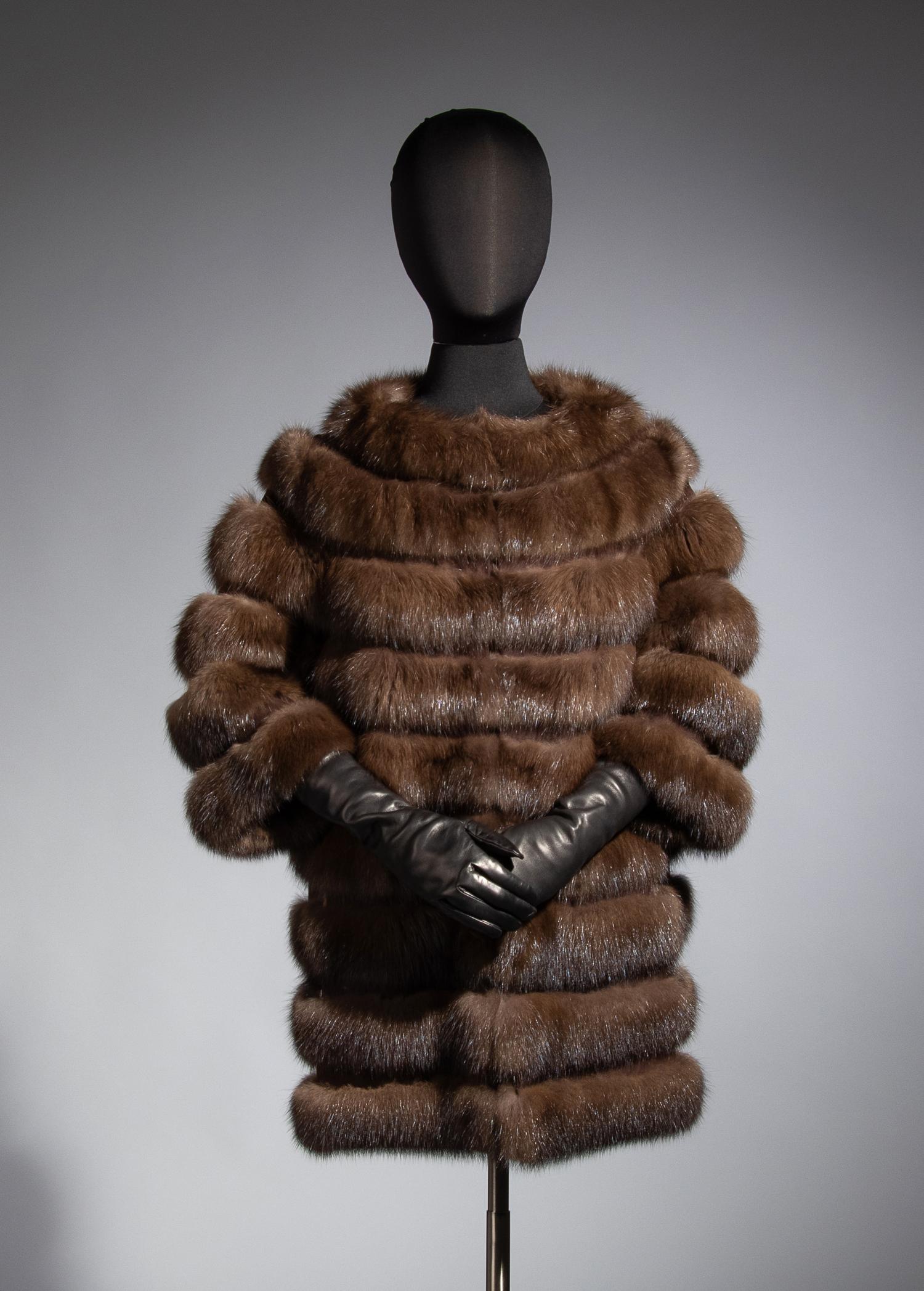J. Mendel Natural Barguzine Sable and Suede Stroller Coat