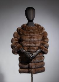 J. Mendel Natural Barguzine Sable and Suede Stroller Coat
