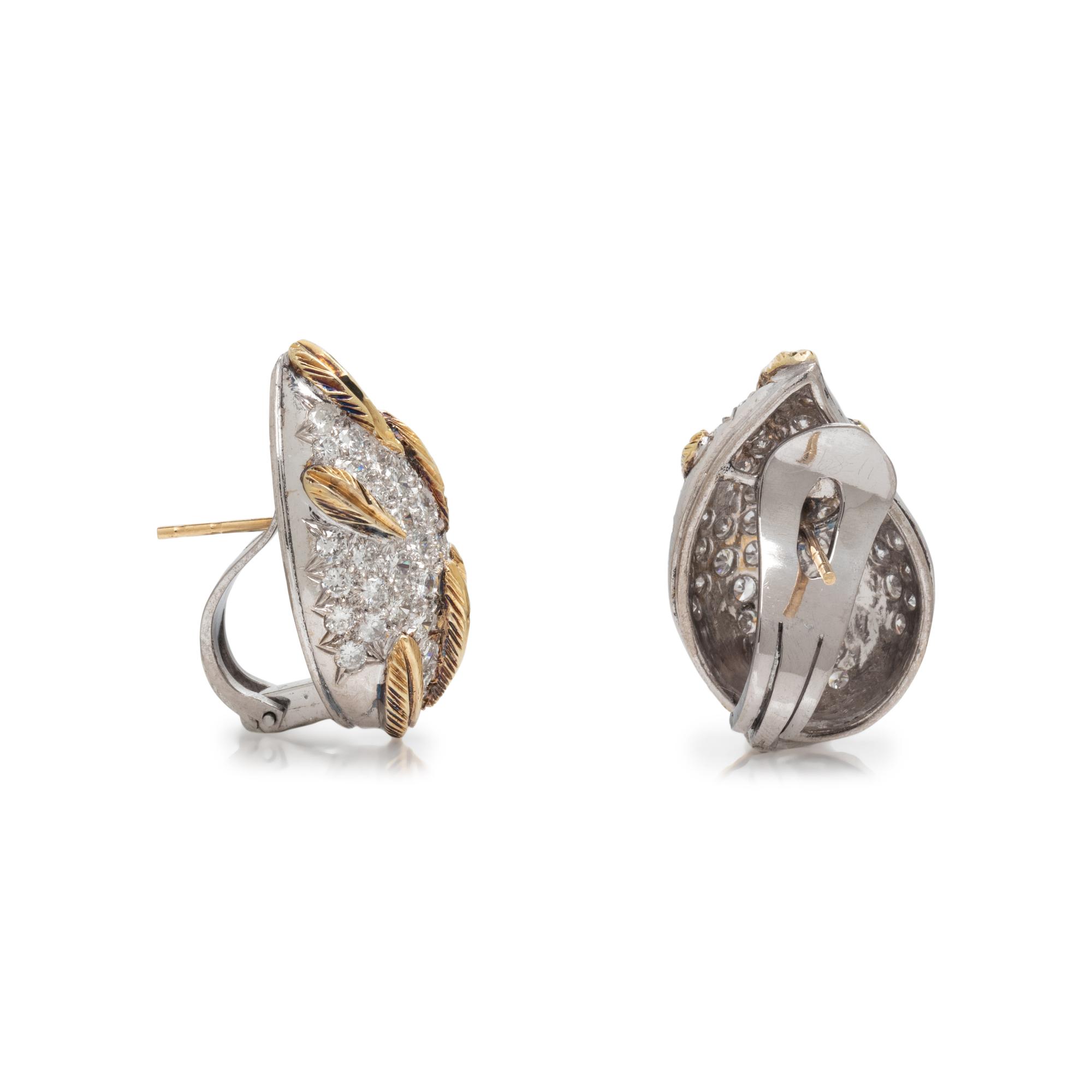 BICOLOR GOLD AND DIAMOND EARRINGS