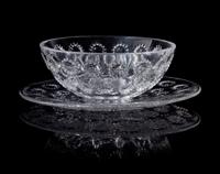 Rene Lalique (French, 1860-1945), , an Asters pattern finger bowl and underplate