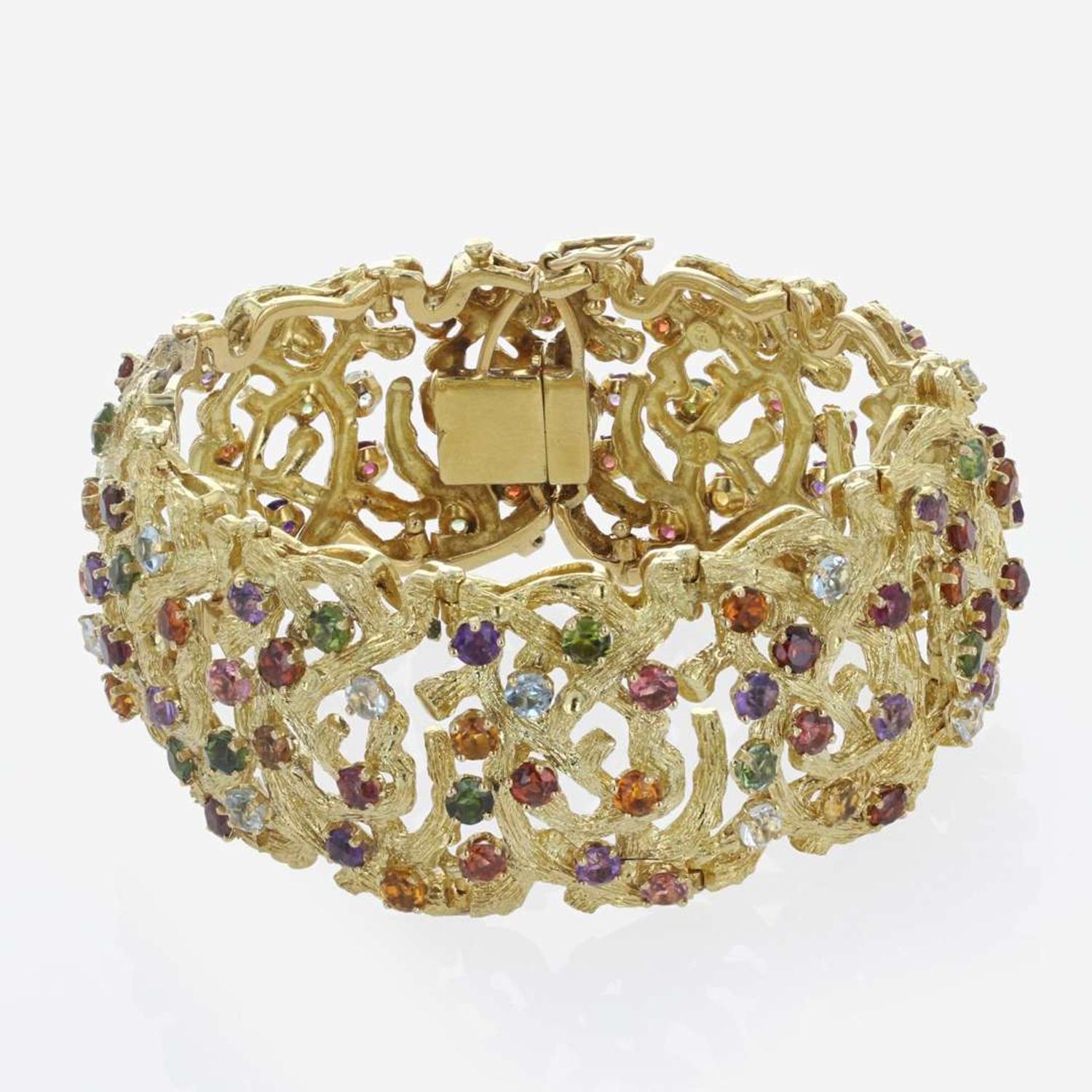 An 18K Yellow Gold and Gemstone Bracelet