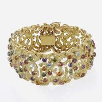 An 18K Yellow Gold and Gemstone Bracelet