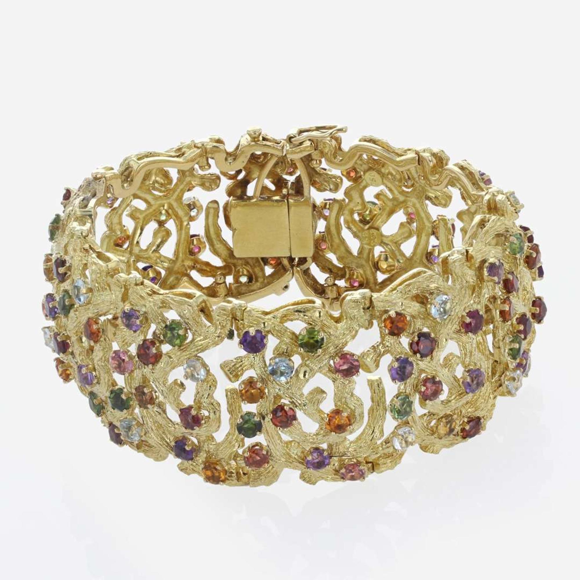An 18K Yellow Gold and Gemstone Bracelet