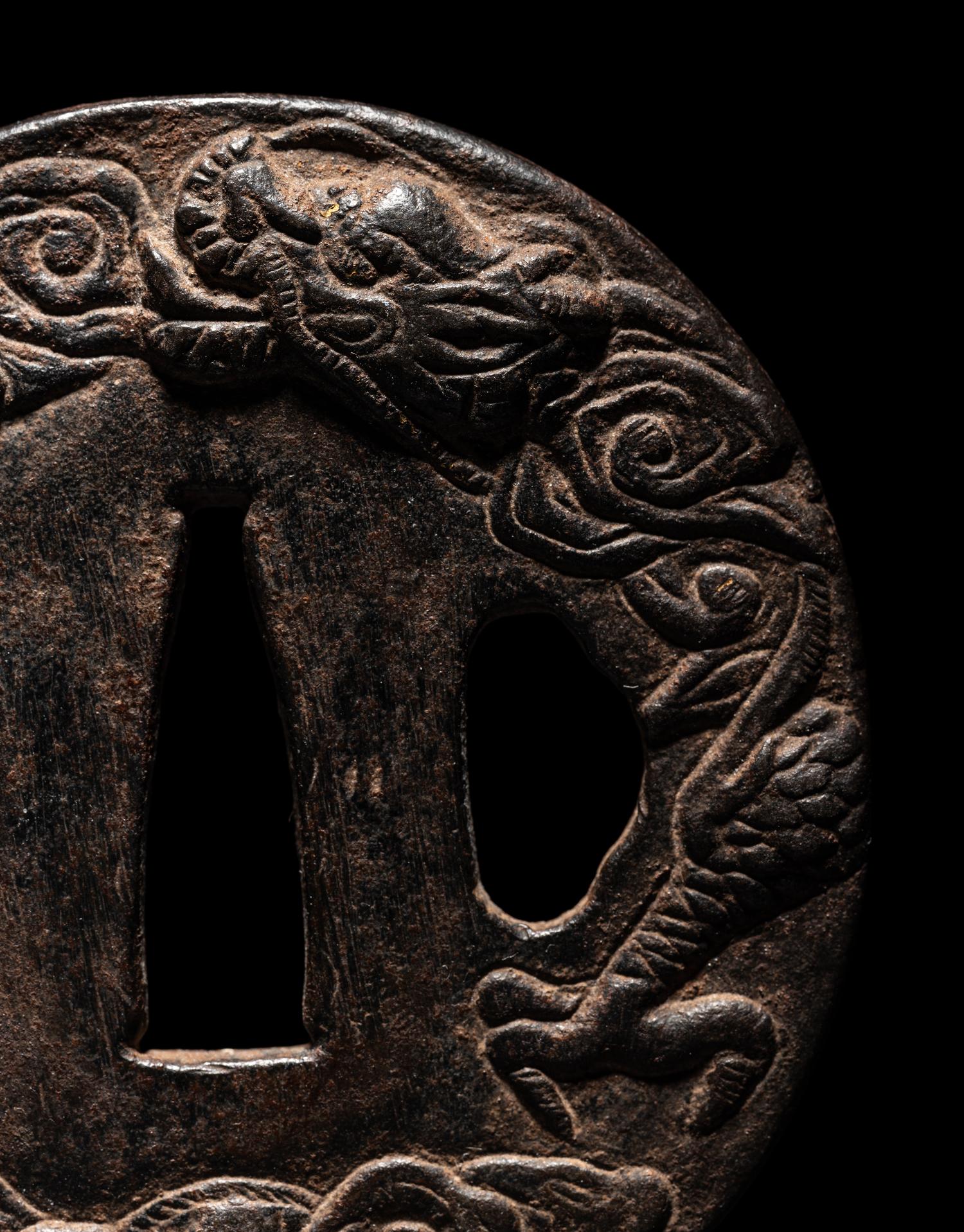 Two Japanese Cast Iron Tsuba
