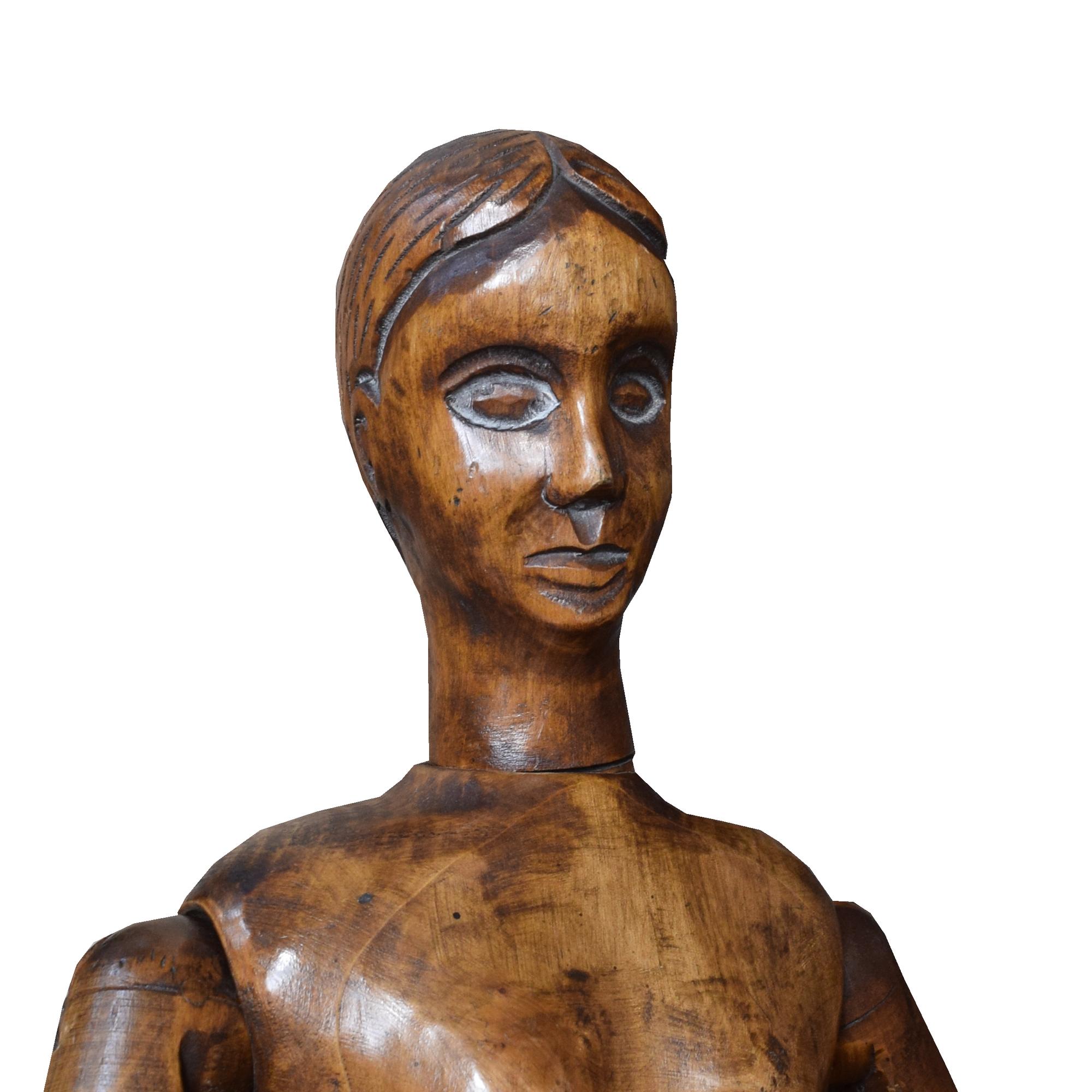 An Articulated Wood Artist's Drawing Model 9" W x 4" D x 32.5" H — France, Circa 1910