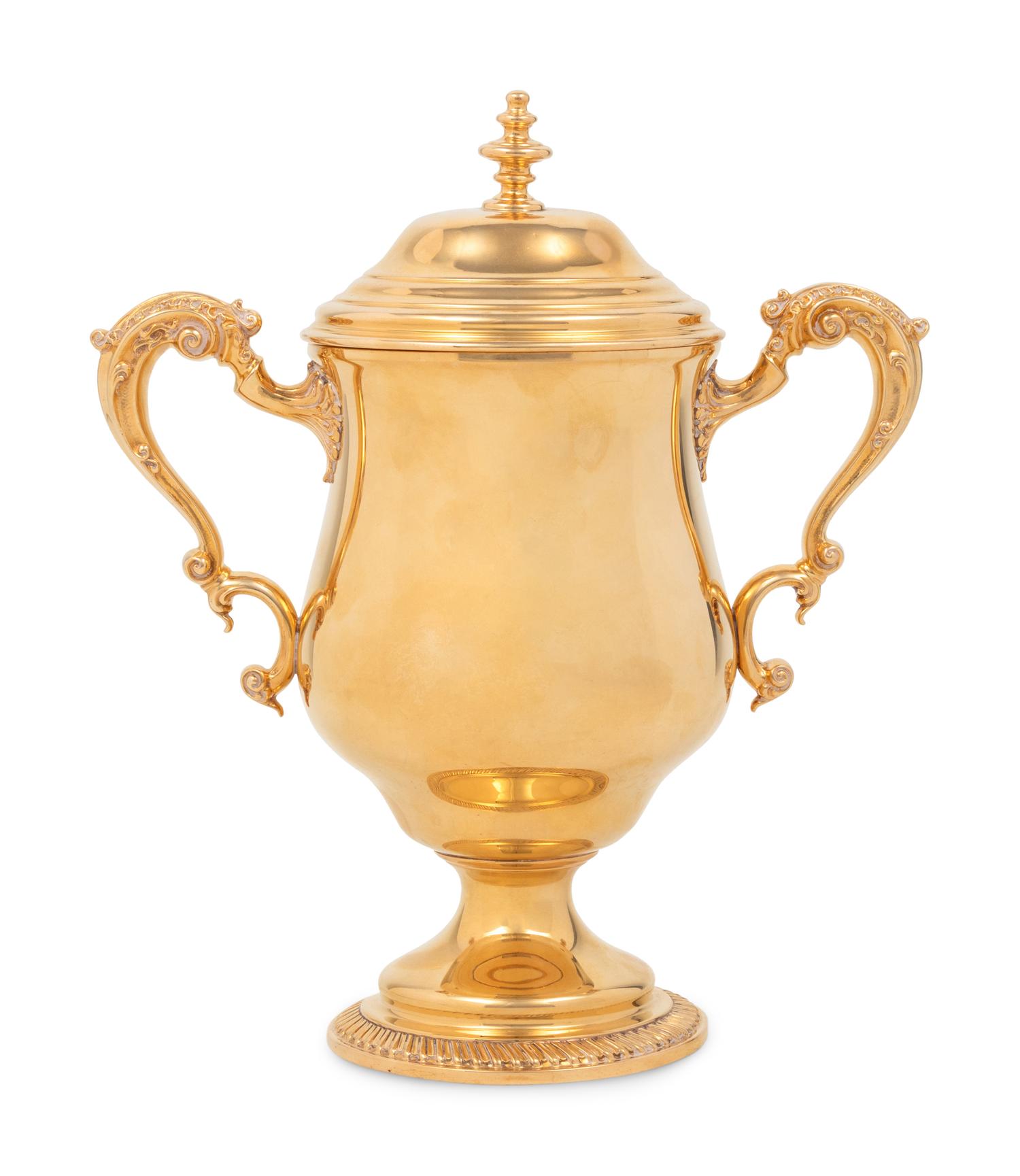 A Tiffany and Co. 14-Karat Gold Cup and Cover of Horse Racing Interest