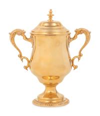 A Tiffany and Co. 14-Karat Gold Cup and Cover of Horse Racing Interest