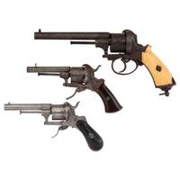 Lot of 3 Belgian Lefaucheux Pattern Revolvers